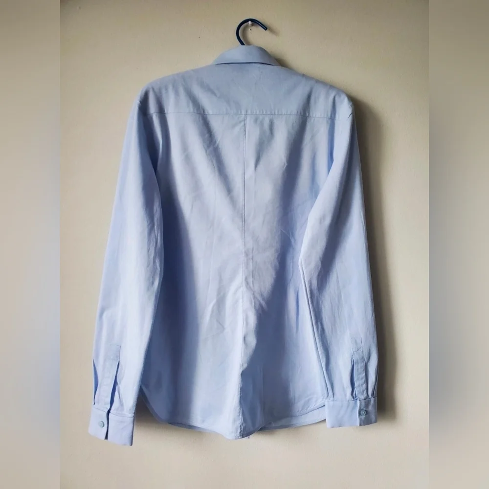 COS Women's Blouse Button Front Long Sleeve Light Blue Cotton/Spandex Top Sz 10 - Picture 2 of 11
